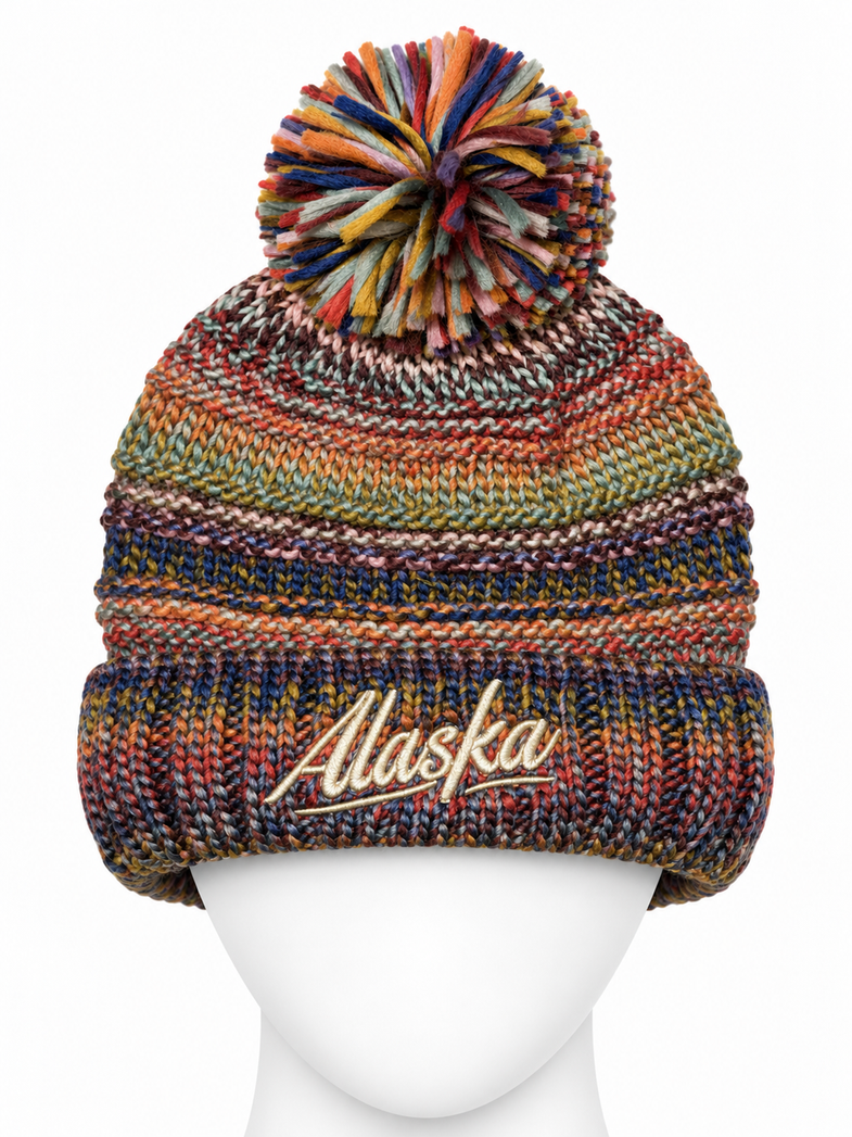 Alaska Orange Pom Beanie