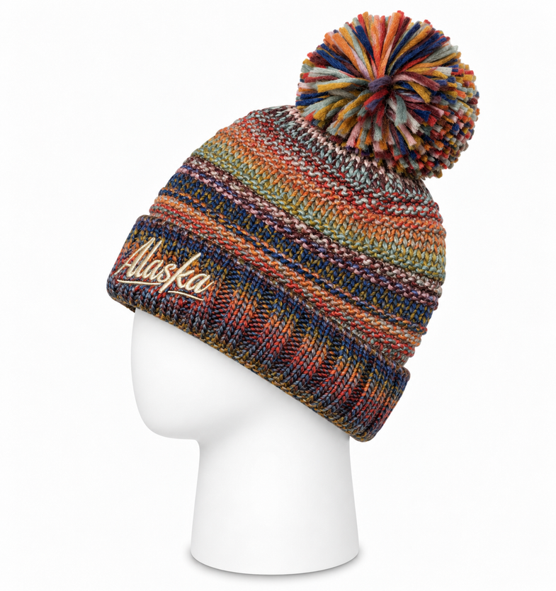 Alaska Orange Pom Beanie