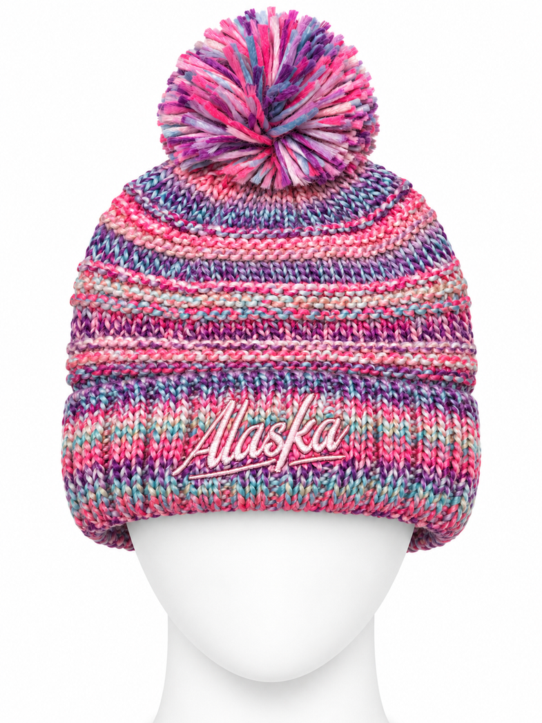 Alaska Pink Pom Beanie