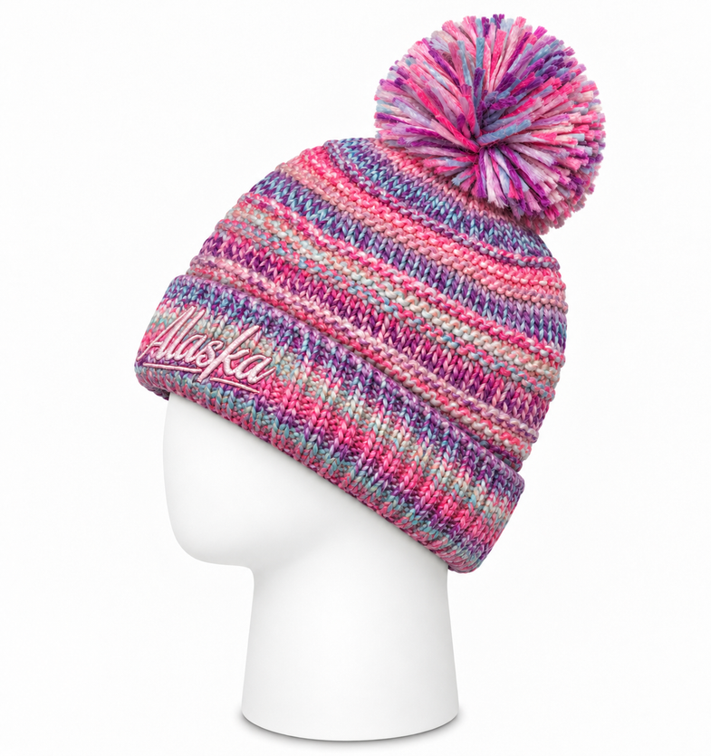 Alaska Pink Pom Beanie