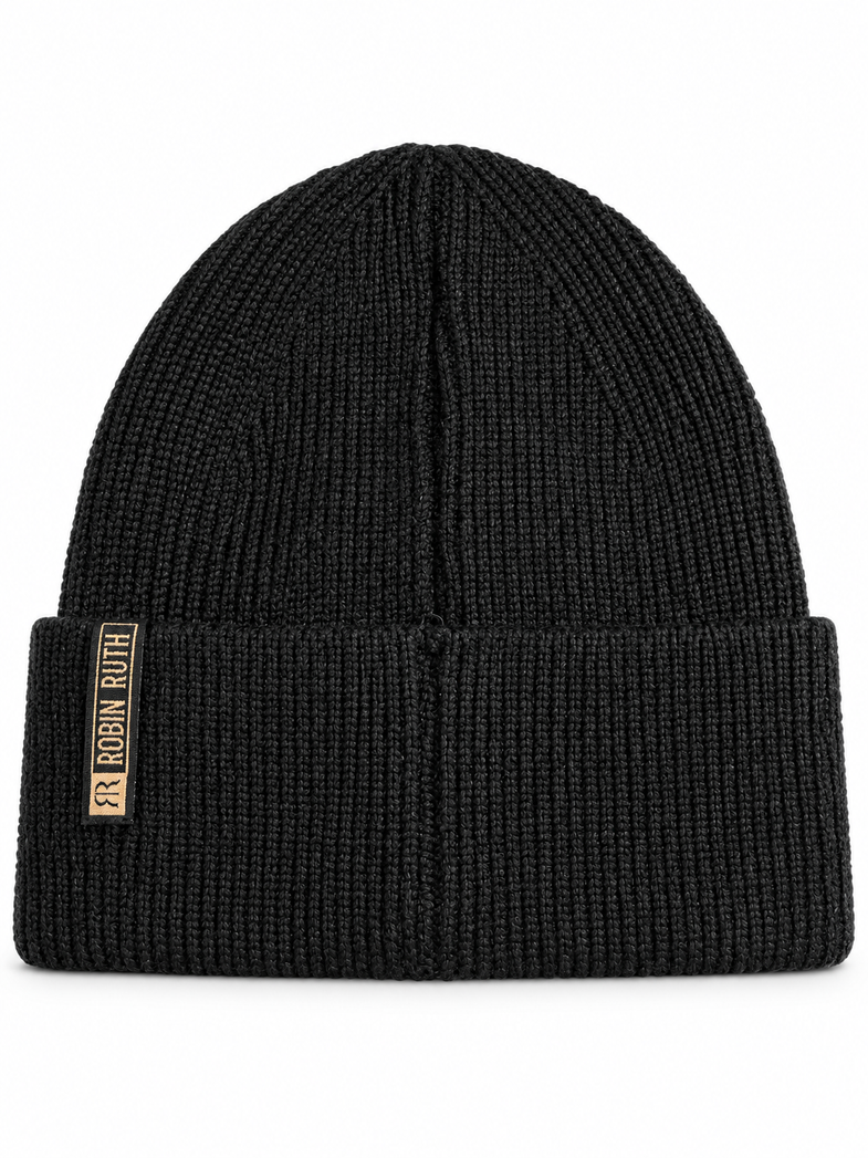 Alaska Black Beanie w/Moose