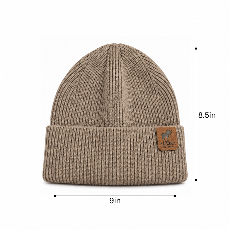 Alaska Brown Beanie w/Moose