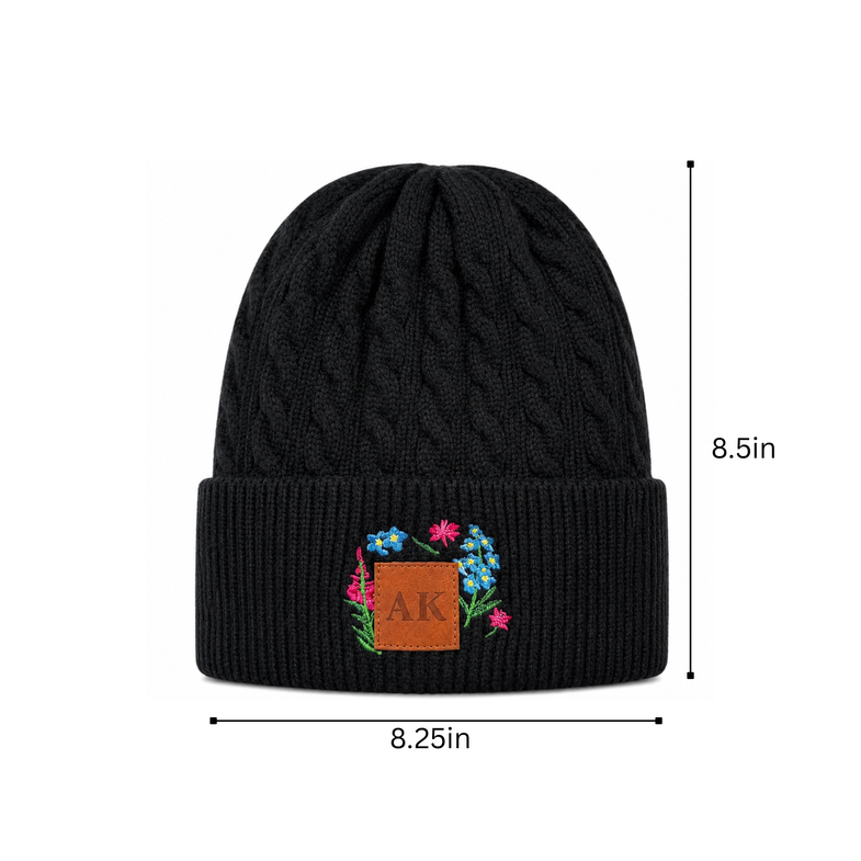 Alaska Black Floral Beanie
