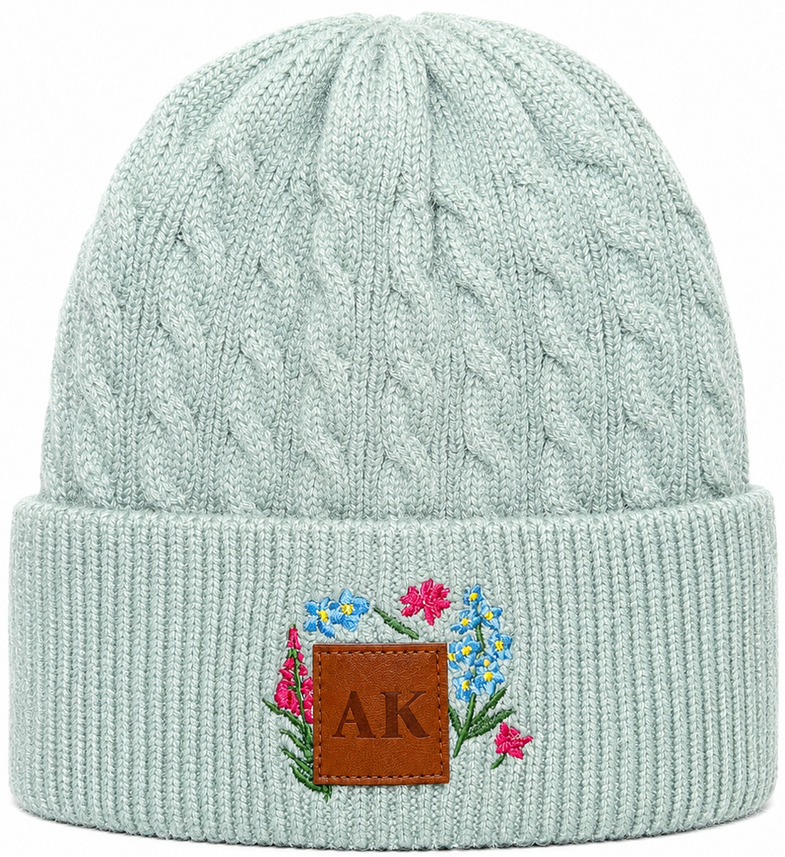 Alaska Teal Floral Beanie