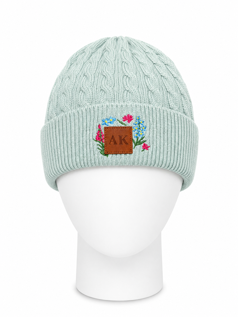 Alaska Teal Floral Beanie