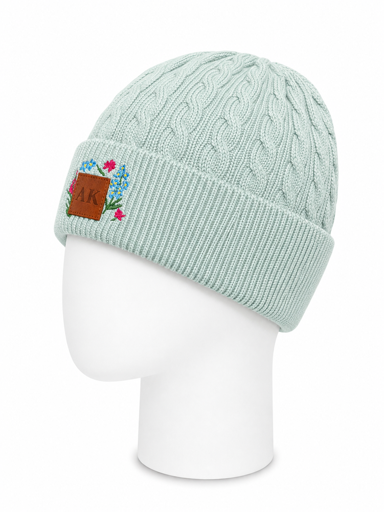 Alaska Teal Floral Beanie