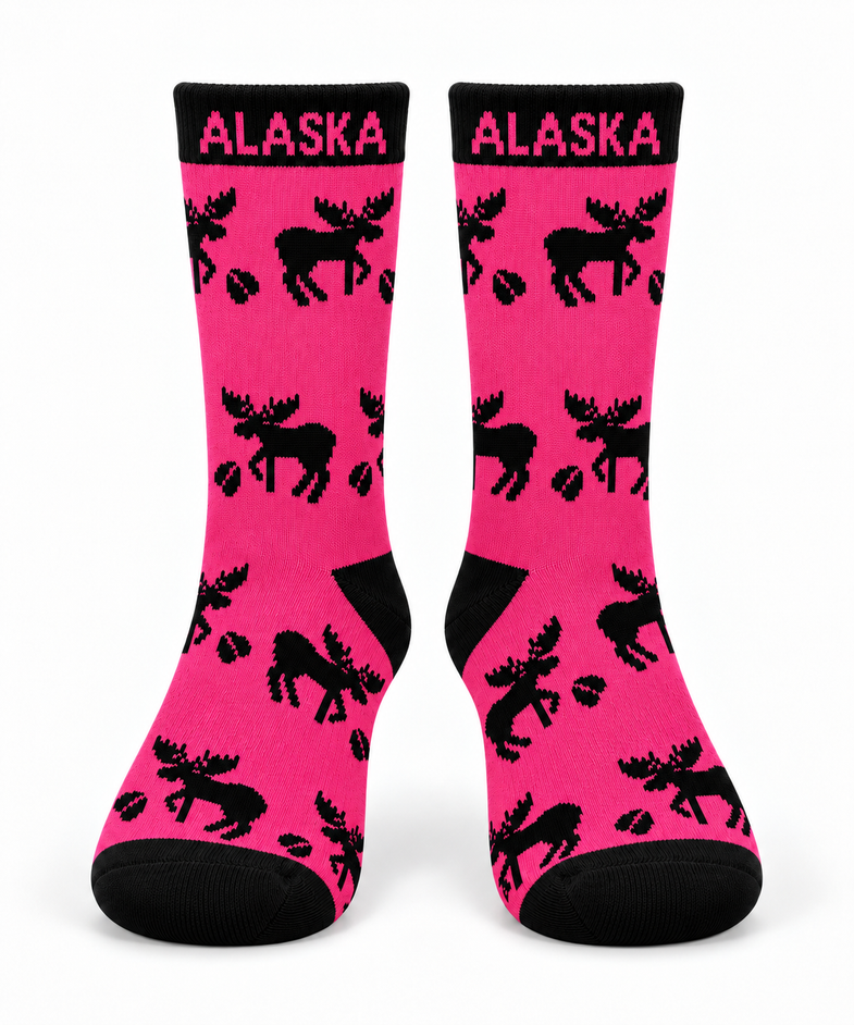 Alaska Youth Pink Moose Sock