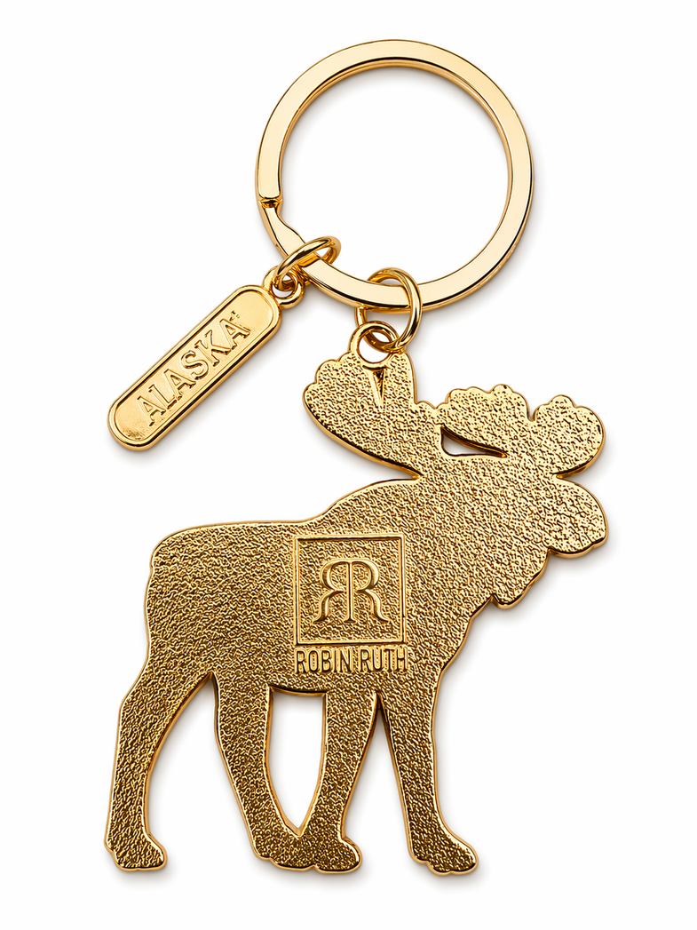 Alaska Northern Lights Moose Keychain