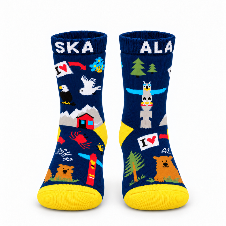 Alaska Youth Cartoon Sock