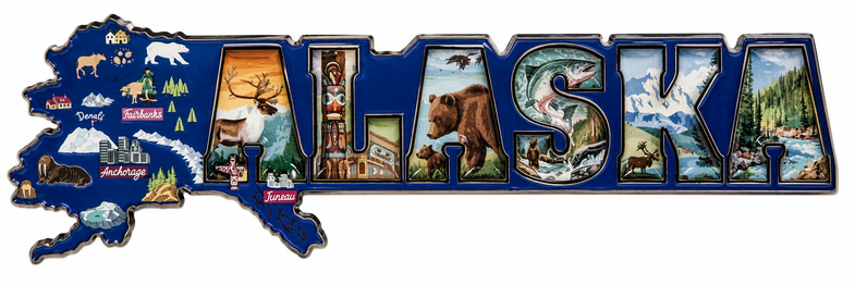Alaska Map Cartoon Magnet