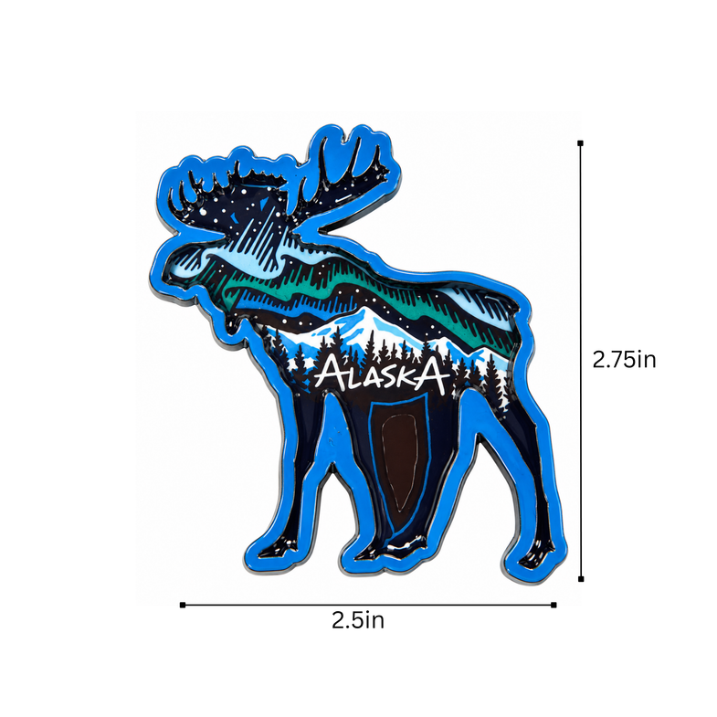 Alaska Northern Lights Moose Magnet