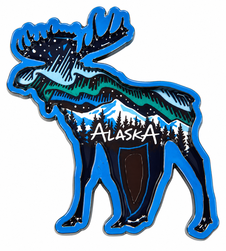 Alaska Northern Lights Moose Magnet