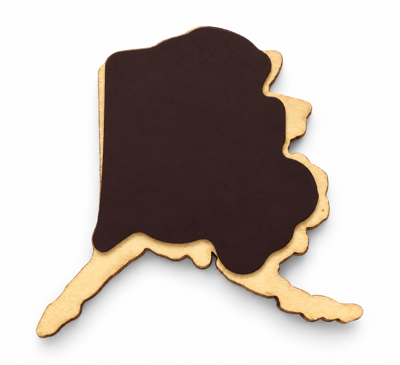 Alaska State Shape w/Railroad Train Magnet