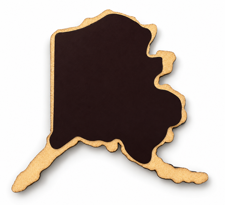 Alaska State Shape w/Train Magnet