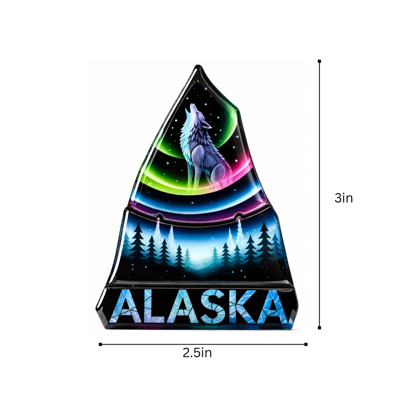Alaska Wolf Northern Lights Magnet