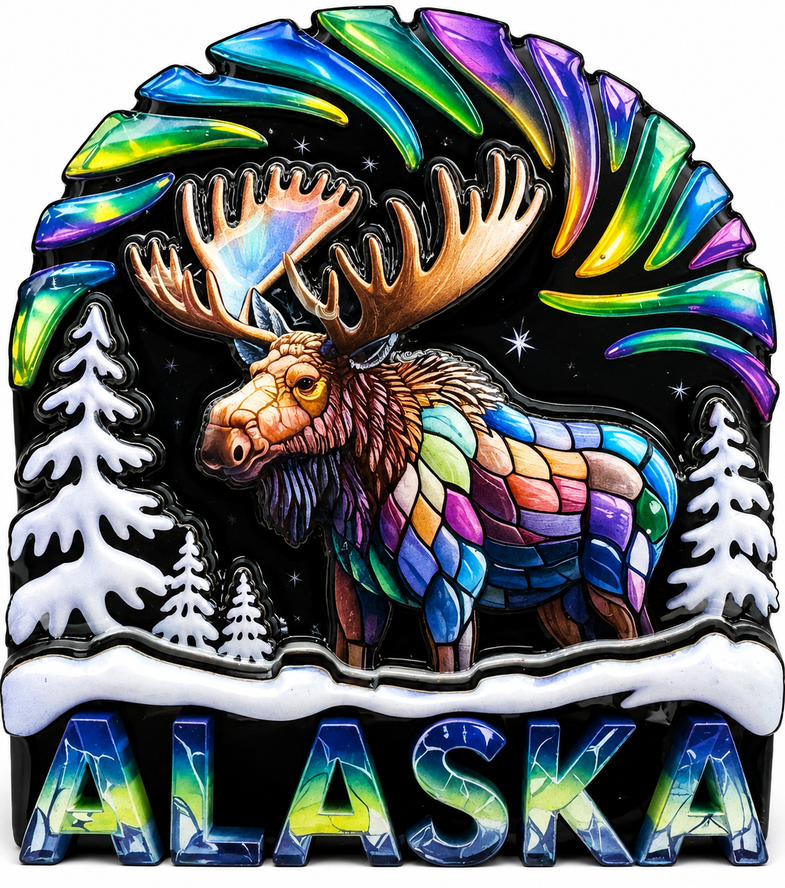Alaska Mosiac Moose Magnet