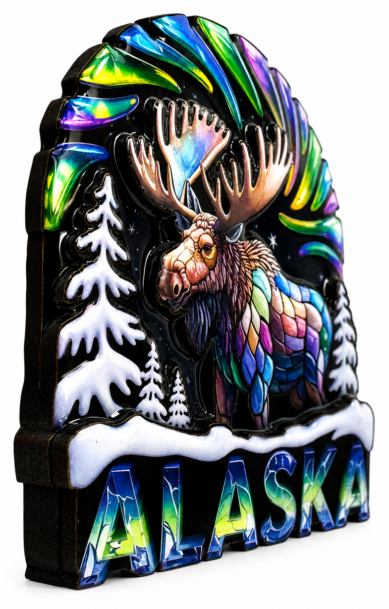 Alaska Mosiac Moose Magnet