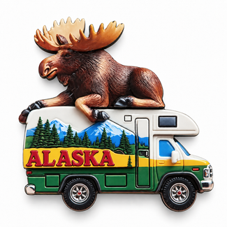 Alaska Moose on Camper Magnet