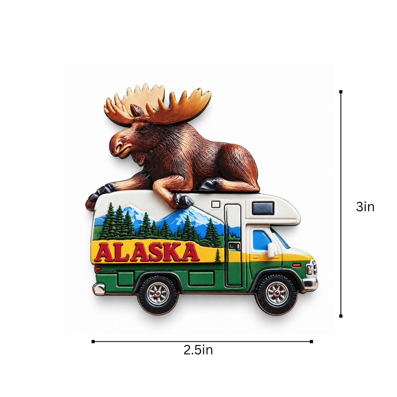 Alaska Moose on Camper Magnet