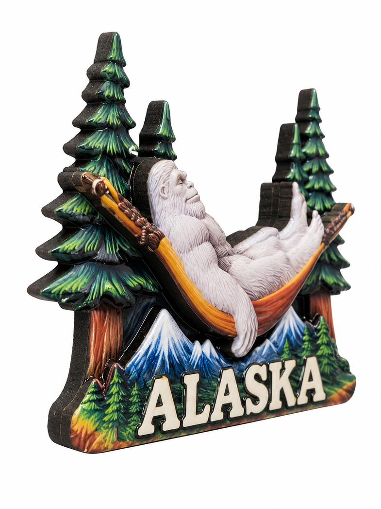 Alaska Yeti in Hammock Magnet