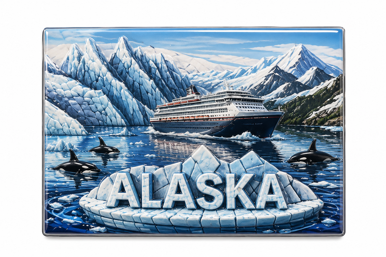 Alaska Mosaic Ceramic Cruise Ship Magnet