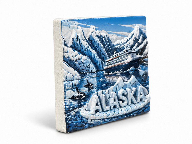 Alaska Mosaic Ceramic Cruise Ship Magnet
