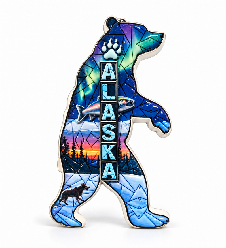 Alaska Mosaic Ceramic Northern Lights Bear