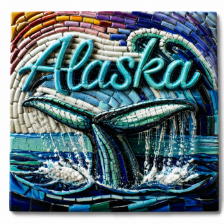 Alaska Mosaic Ceramic Whale Tail Magnet