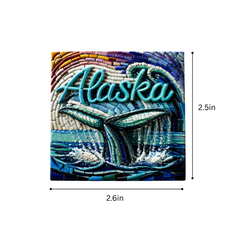 Alaska Mosaic Ceramic Whale Tail Magnet