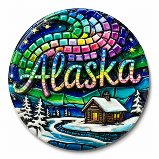 Alaska Mosaic Ceramic Cabin Magnet