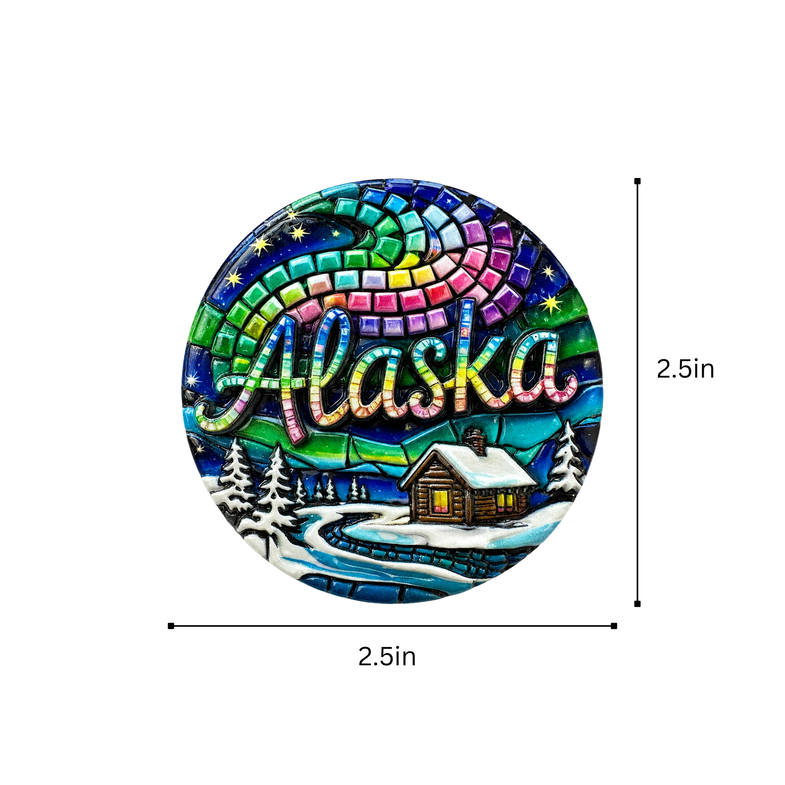 Alaska Mosaic Ceramic Cabin Magnet