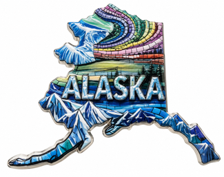 Alaska Mosaic Ceramic AK Shape Magnet
