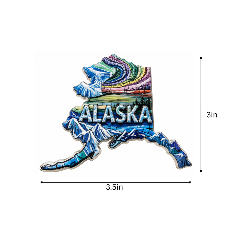 Alaska Mosaic Ceramic AK Shape Magnet