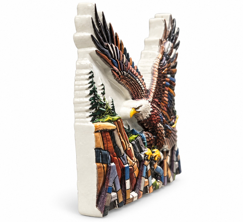 Alaska Mosaic Ceramic Eagle Magnet