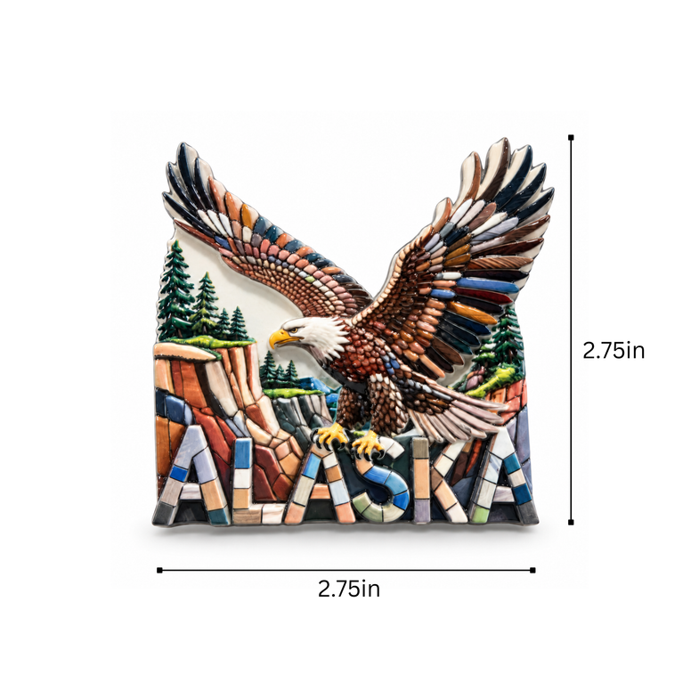 Alaska Mosaic Ceramic Eagle Magnet