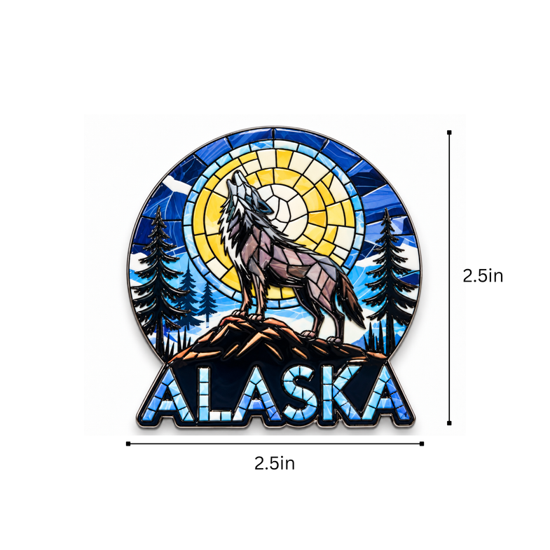 Alaska Mosaic Ceramic Wolf Magnet
