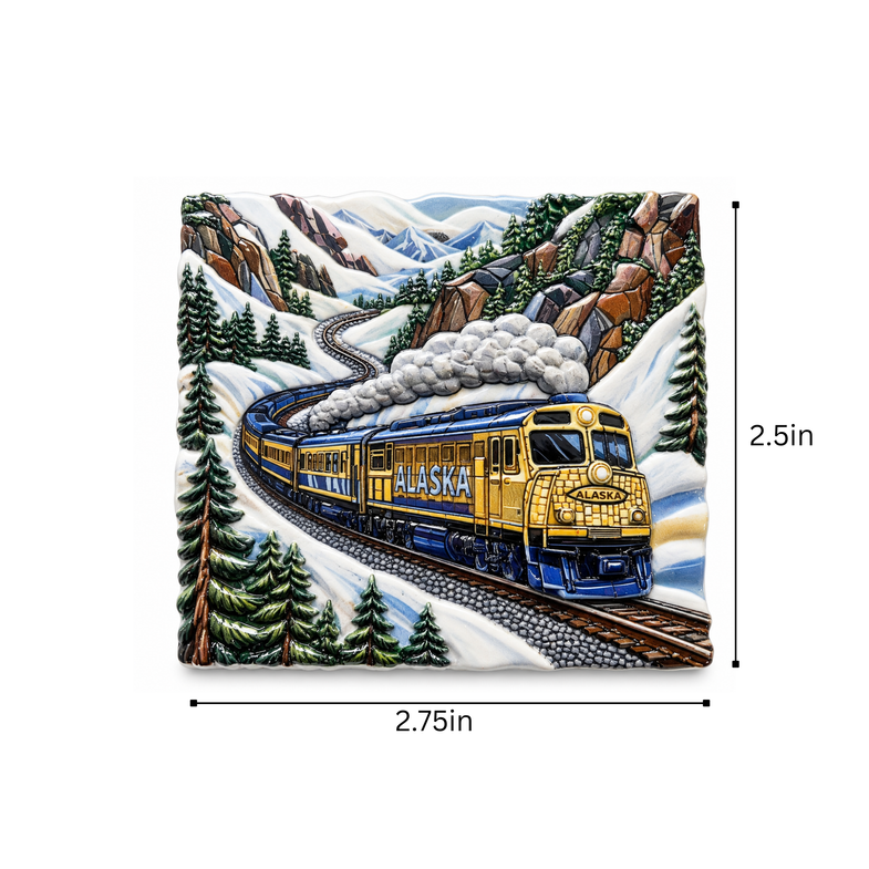 Alaska Mosaic Ceramic Train Magnet