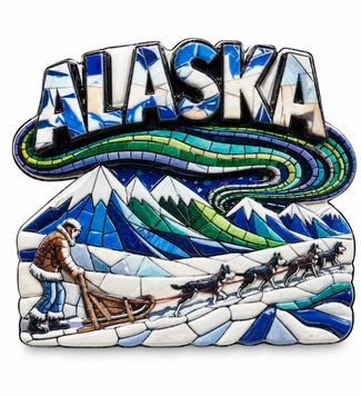 Alaska Mosaic Ceramic Musher Magnet