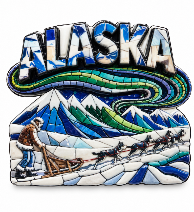 Alaska Mosaic Ceramic Musher Magnet