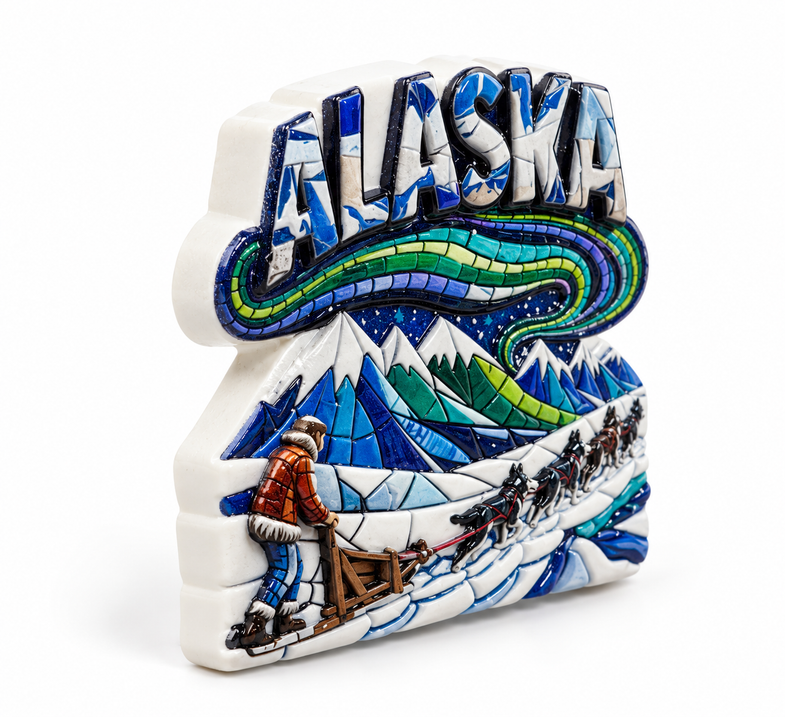 Alaska Mosaic Ceramic Musher Magnet