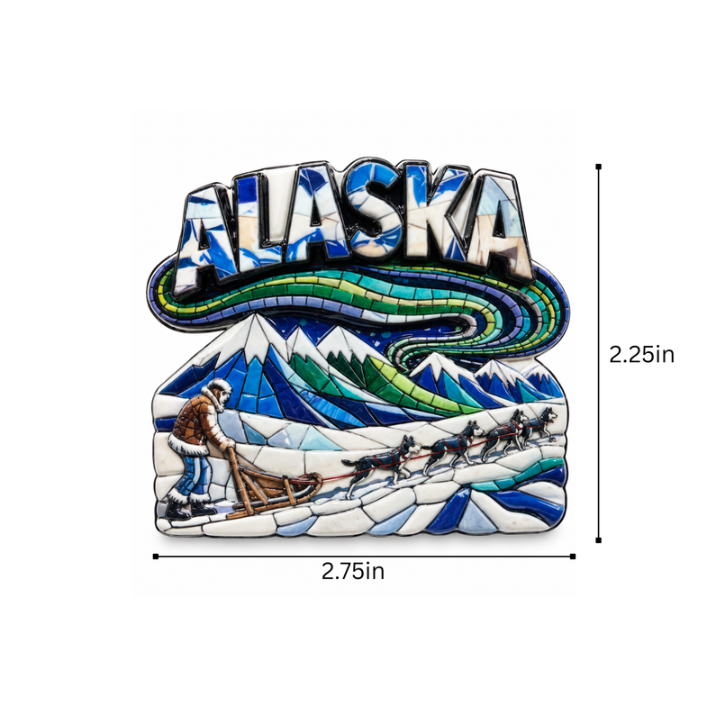 Alaska Mosaic Ceramic Musher Magnet