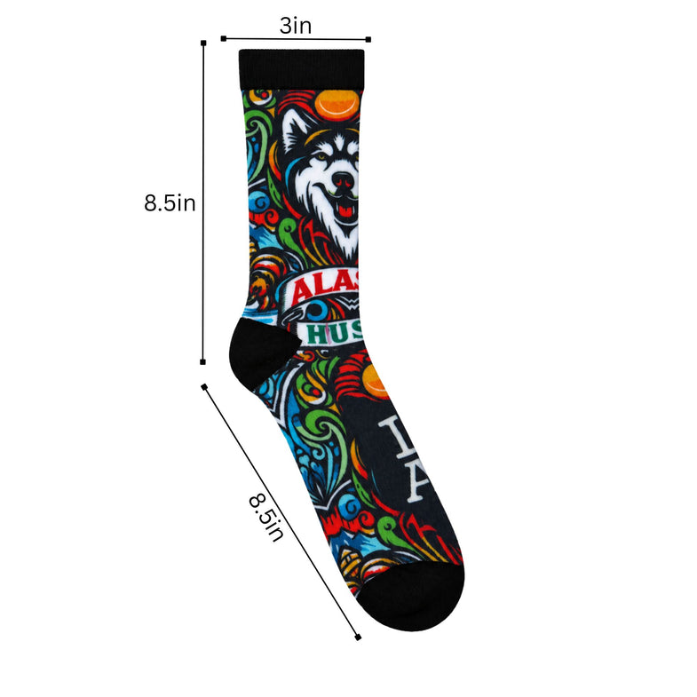 Alaska Adult "I Heart AK" Wolf Sock