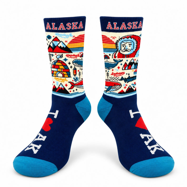 Alaska Explorer Icons Adult Sock
