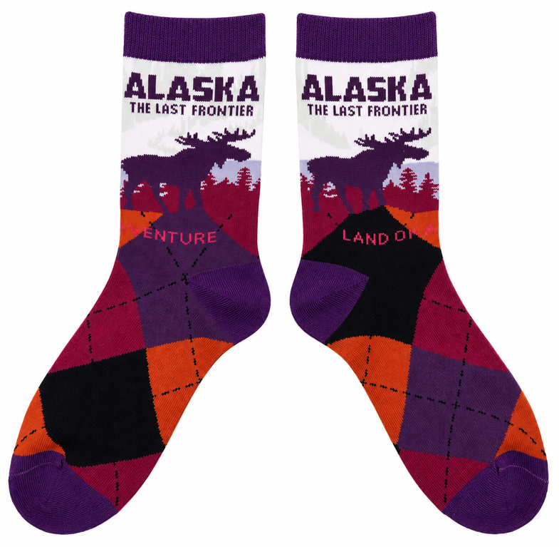 Alaska Adult Moose Argyle Sock