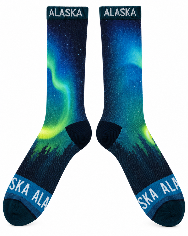 Alaska Adult Aurora Borealis Sock