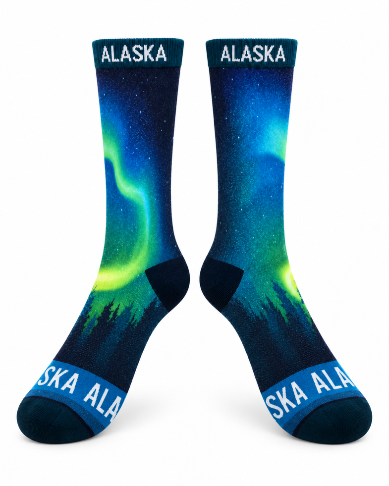 Alaska Adult Aurora Borealis Sock