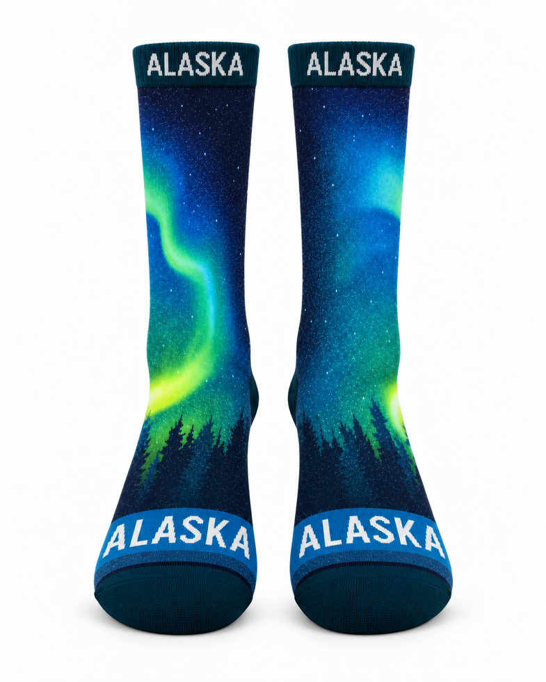 Alaska Adult Aurora Borealis Sock