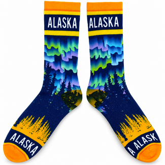 Alaska Adult Dancing Northern Lights Sock