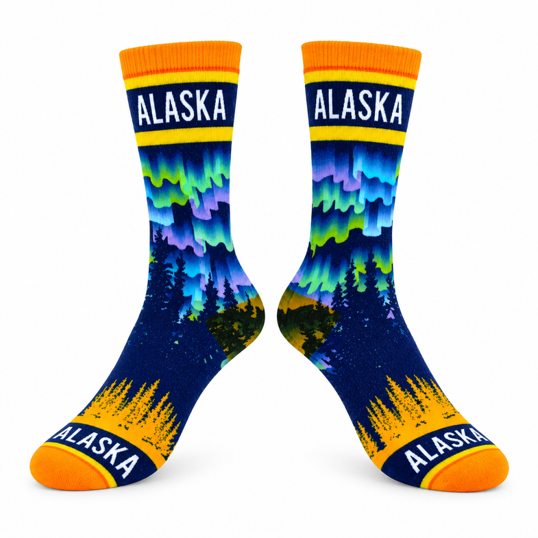 Alaska Adult Dancing Northern Lights Sock