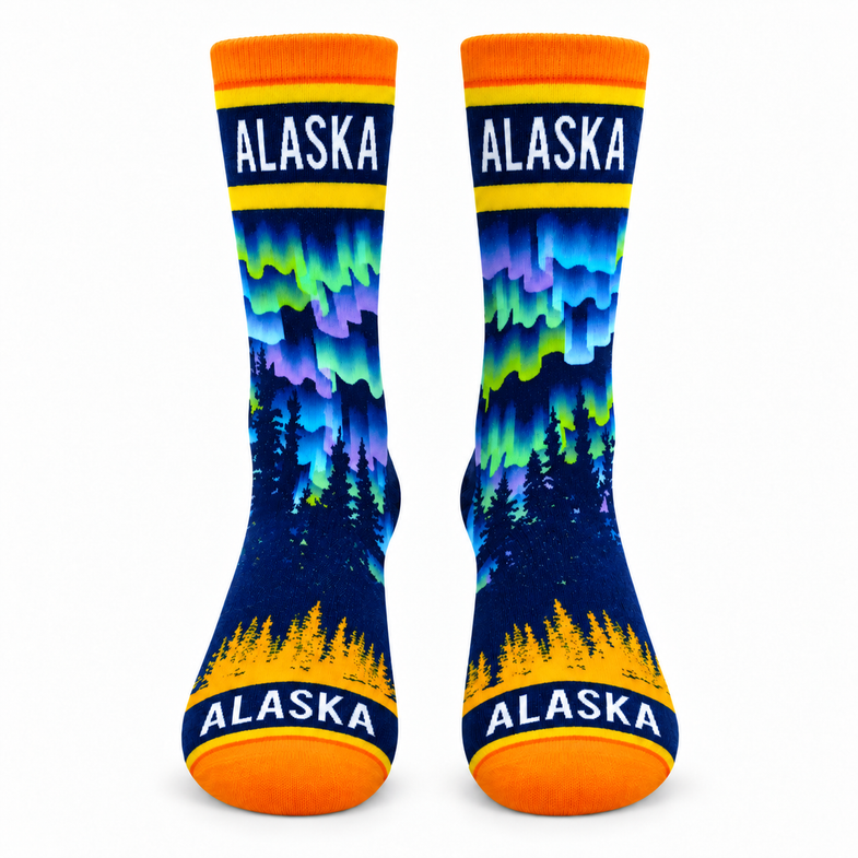 Alaska Adult Dancing Northern Lights Sock